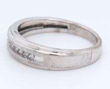 Gent's Channel Set Diamond White Gold Band