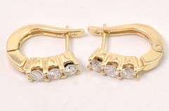Dazzling 14K Yellow Gold Hugie Hoop Diamond Earrings