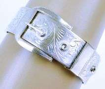 Vintage Sterling Silver Wide Buckle Bangle Bracelet