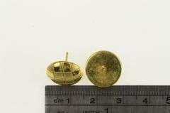 14K Yellow Gold Retro Domed Checkered Button Stud Earrings