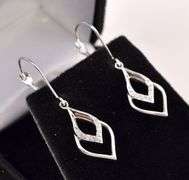 Astounding 10K White Gold Dangle Drop Diamond Earrings