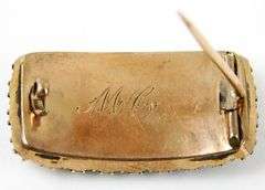 C. 1850 Antique 9K Gold Garnet & Pearls Brooch