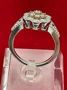 CERTIFIED 14K WHITE GOLD RING WITH WHITE AND PINK DIAMONDS