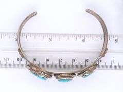 Vintage 925 sterling silver signed turquoise cuff bangle bracelet