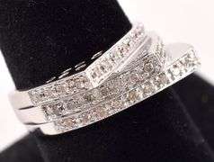 Sophisticated 14K White Gold Freestyle Multi-Layered Diamond Ring
