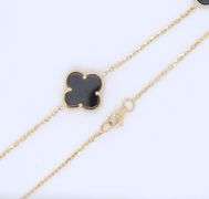 Black Onyx 5 Clover 14kt Yellow Gold Necklace