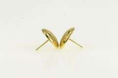 14K Yellow Gold Retro Domed Checkered Button Stud Earrings