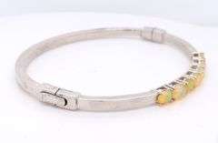 Vintage 925 sterling silver opal bangle bracelet