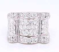 Incredible 18kt White Gold 2ctw Scalloped Wide Diamond Band