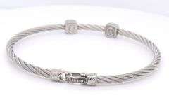 Charriol classique two tone diamond two square station cable bracelet