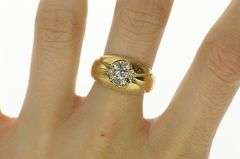 14K Yellow Gold 0.30 Ctw Men's Diamond Cluster Retro Wedding Ring
