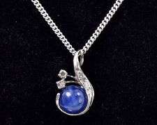 Beautiful 14K White Gold Star Sapphire Necklace