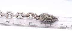 Italian Vintage 925 Sterling Silver Bracelet with Macasite Heart Shaped Charm