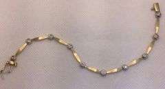 LADIES 14K TWO TONE BAR LINK DIAMOND TENNIS BRACELET