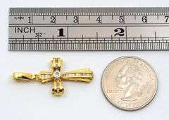 Elegant 18k YG Cross with Diamonds