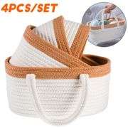 4x Cotton Rope Storage Baskets