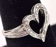 Beautiful 10K White Gold Diamond Heart Ring