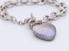Italian Vintage 925 Sterling Silver Bracelet with Macasite Heart Shaped Charm