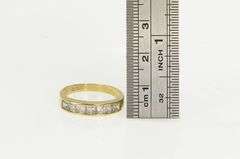 14K Yellow Gold Princess Cubic Zirconia Vintage Band Ring