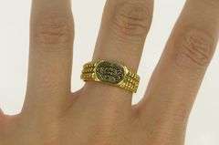 18K Yellow Gold Celestial Star Chart Motif Oval Astrology Ring