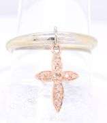 Fantastic White Gold 2 Tone Diamond Cross Charm Ring