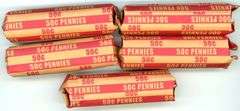 5 Rolls of US Wheat Cents from Teens