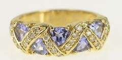 14K Yellow Gold Tanzanite Diamond Zig Zag Band Ring