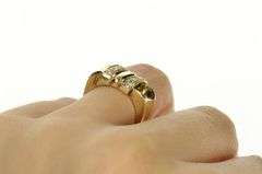 14K Yellow Gold 1940's Diamond Squared Ribbon Statement Ring