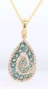 14kt Yellow gold Spinel and diamond swirl teardrop pendant on chain necklace