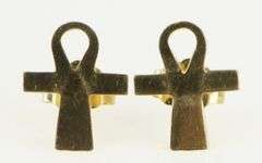 14K Yellow Gold Ankh Egyptian Symbol of Life Stud Earrings