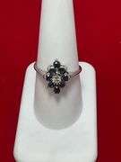 14K WHITE GOLD DIAMOND AND SAPPHIRE RING