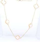 14kt Yellow Gold Mother of Pearl 5 Clover Necklace