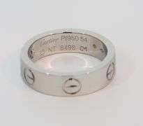 Cartier Single Diamond Love Band Ring in Platinum W/Box, SZ 54
