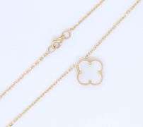 14kt Yellow Gold 3 Clover Mother of Pearl Necklace
