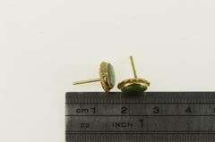 14K Yellow Gold Oval Nephrite Vintage Classic Stud Earrings