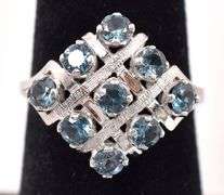 Fabulous 10K White Gold Blue Topaz Gemstone Ring