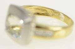 14K Yellow Gold Aquamarine Diamond Two Tone Vintage Ring