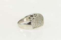 14K White Gold Pave White Sapphire Encrusted Statement Ring