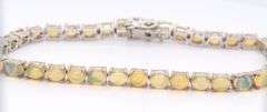 Vintage 925 sterling silver opal tennis bracelet