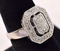 Sparkling 10K White Gold Diamond Cluster Ring