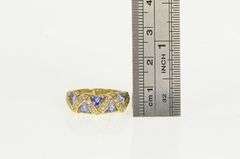 14K Yellow Gold Tanzanite Diamond Zig Zag Band Ring