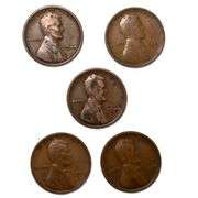 5 Raw Circulated 1909 VDB Lincolns