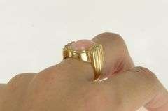 14K Yellow Gold 1960's Ornate Coral Diamond Statement Ring