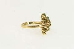 14K Yellow Gold Emerald Cluster Vintage Bypass Ring