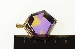 18K Yellow Gold Ornate Hexagonal Ametrine Honey Comb Pendant