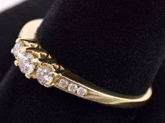 Gleaming 14K Yellow Gold approx. .44CTW Past, Present, Future Diamond Ring