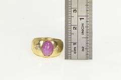 14K Yellow Gold Oval Syn. Star Ruby Diamond Vintage Ring