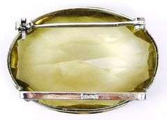 Vintage Sterling Scarf Brooch with Huge Gemstone