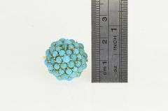 18K Yellow Gold 1950's Domed Turquoise Pave Cocktail Ring