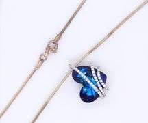 925 Sterling silver heart shpaed glass pendant on snake chain necklace